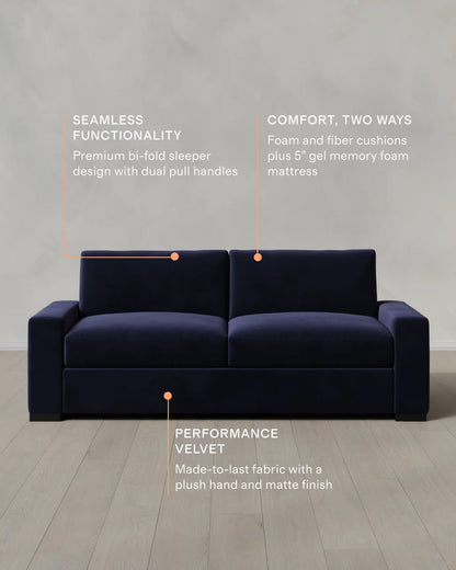 Stillman Sleeper Sofa in Performance Velvet - Queen / Java