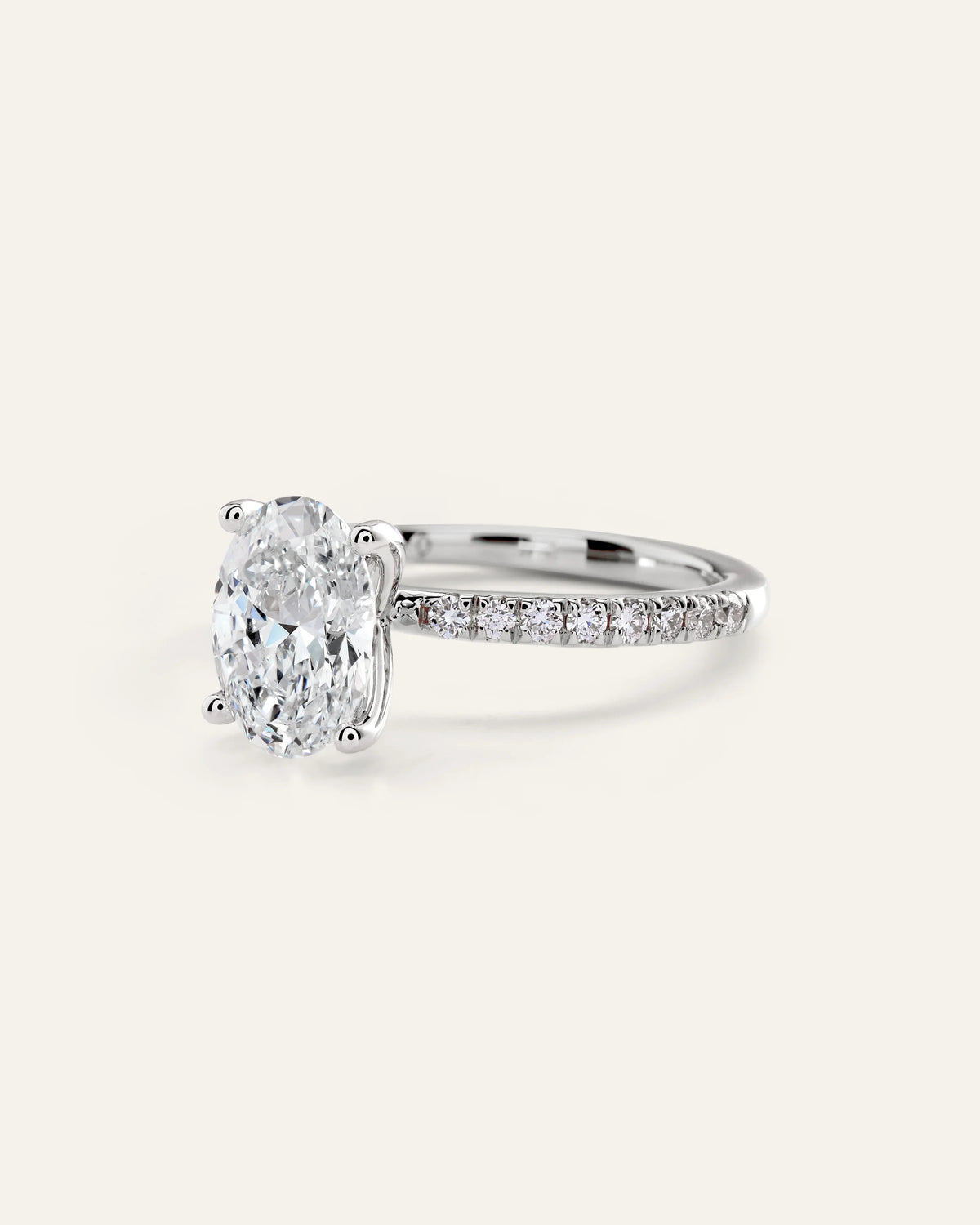 Lab Grown Diamond Oval Petite Pave Engagement Ring - 2.5ct - 4 / Yellow Gold