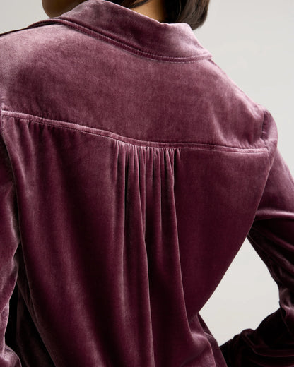 Stretch Silk Velvet Long Sleeve Shirt - XS / Dogwood