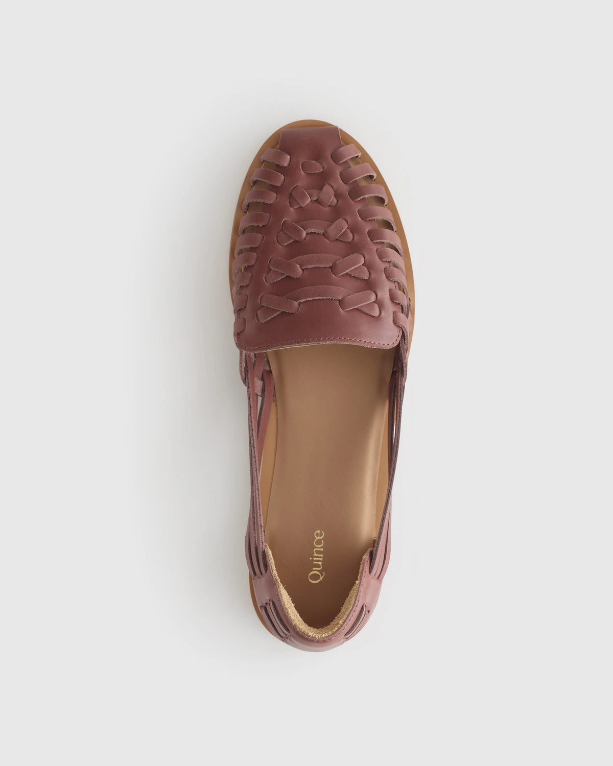 100% Leather Huarache Flat - 5 / Cashew