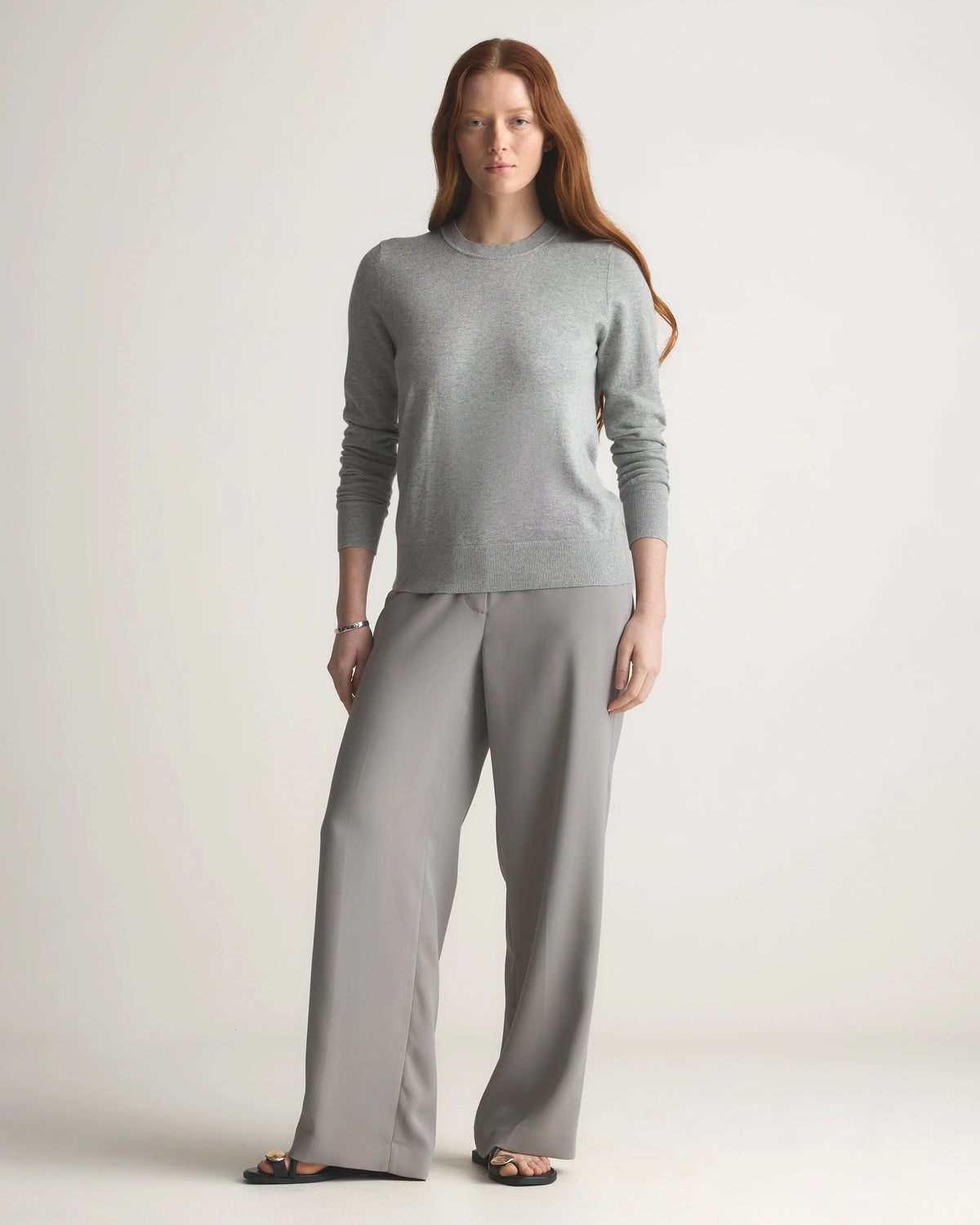 Lightweight Cotton Cashmere Crew Sweater - XS / Mountain Spring Blue