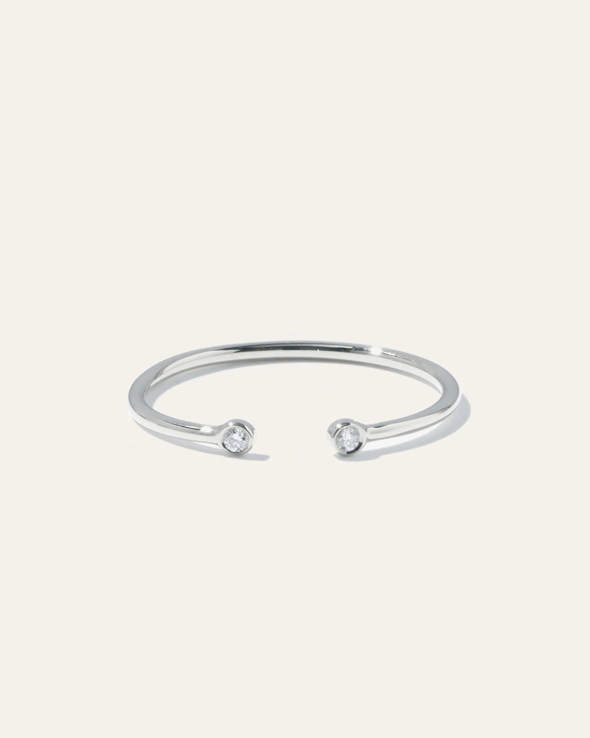 14K Gold Diamond Bezel Open Ring - 4 / White Gold