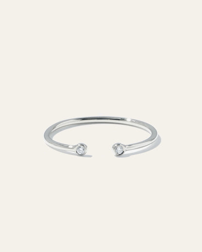 14K Gold Diamond Bezel Open Ring - 4 / White Gold