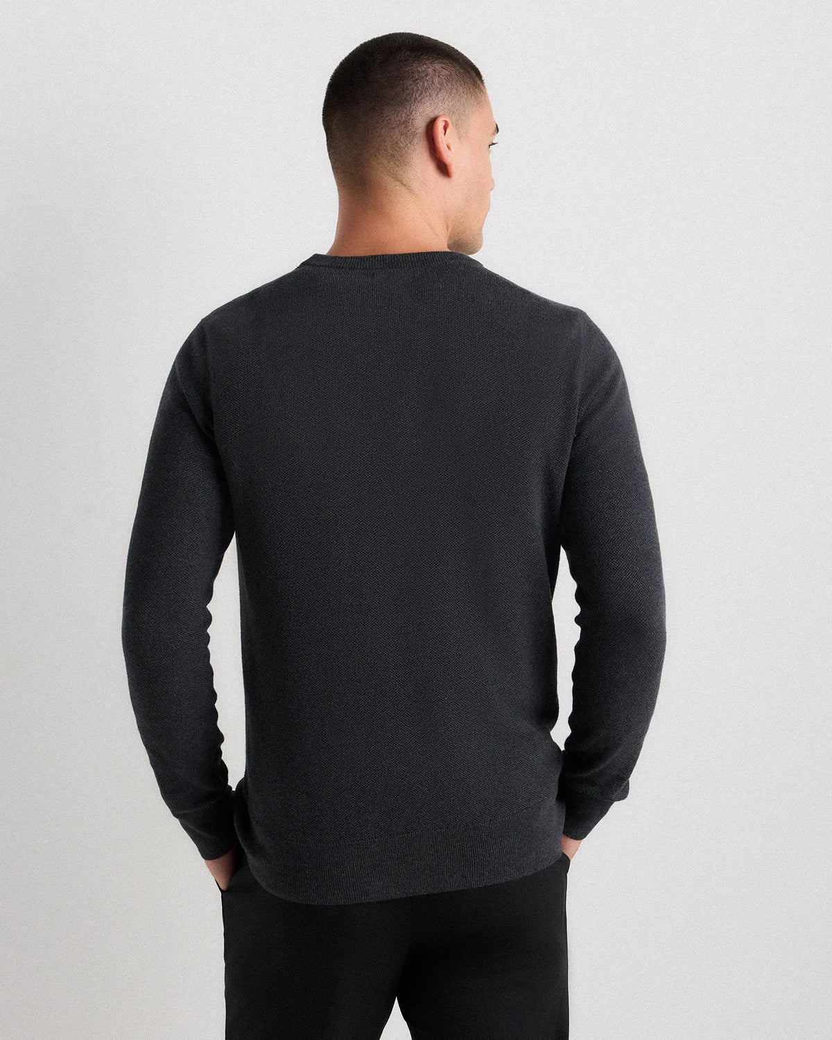 100% Organic Cotton Pique Crewneck Sweater - S / Moonstone Blue