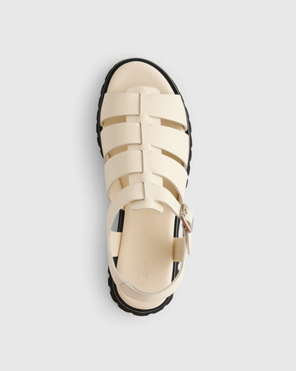 Italian Leather Lug Sole Fisherman Sandal - 5 / Cashew