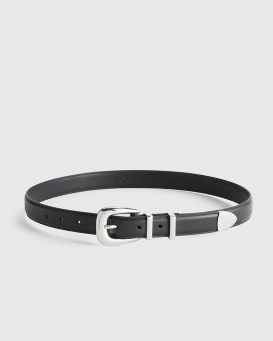 Lola European Leather Western Belt - XS / Black/Silver