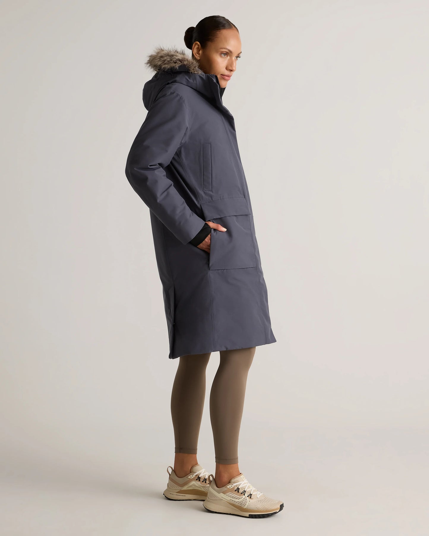 Responsible Down Hooded Long Parka - XS / Storm Blue