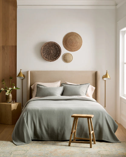 Organic Cotton Matelasse Sham Set - Standard / Dried Sage