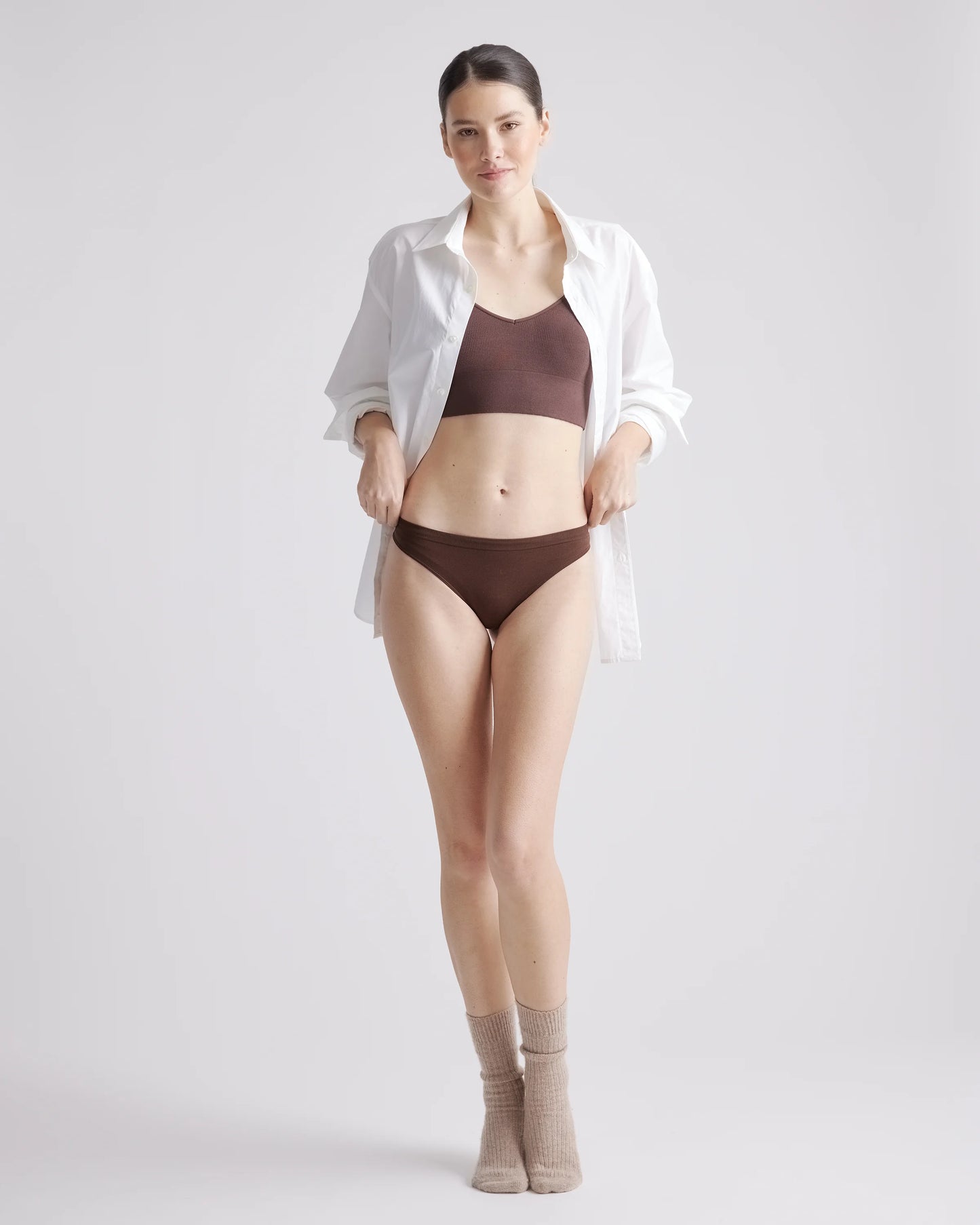 Smoothing Comfort Thong (6-Pack) - XS / Cocoa