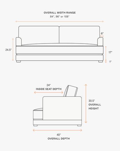 Sierra Curved Arm Sofa in Performance Velvet - 7ft / Sable
