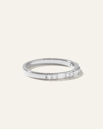 14K Gold Lab Grown Diamond Alternating Baguette & Round Band - 4 / Yellow Gold