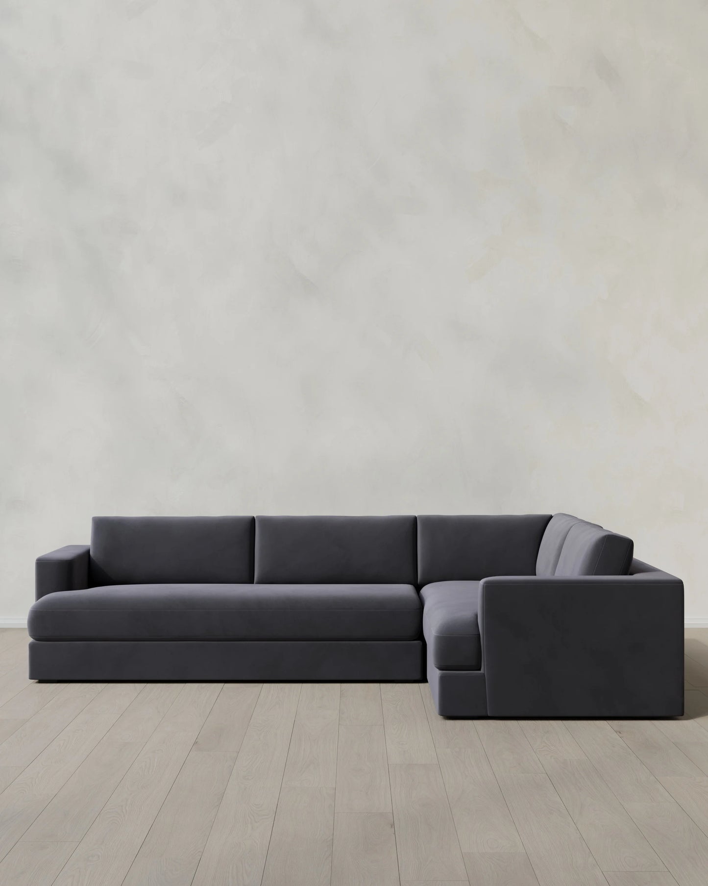 Sierra Curved Arm L Sectional in Performance Velvet - Right Arm / Sable