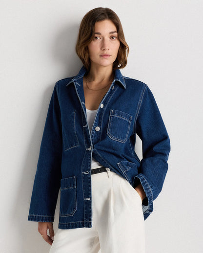 100% Organic Cotton Denim Chore Jacket - XS / Indigo Blue