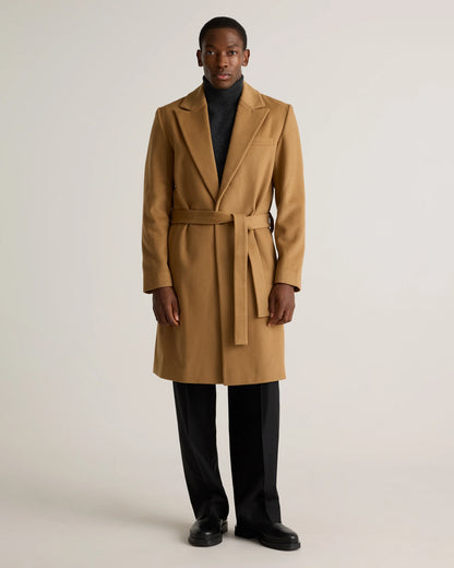 Italian Wool Belted Overcoat - S / Caramel