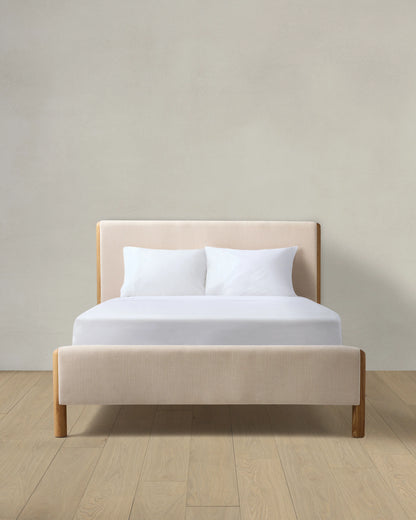 Solid Wood and Performance Fabric Bed - Queen / Natural